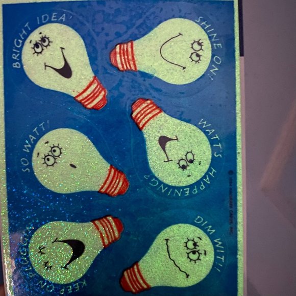 Vintage Hallmark Lightbulbs Dazzle Glow In The Dark Stickers - Picture 5 of 6